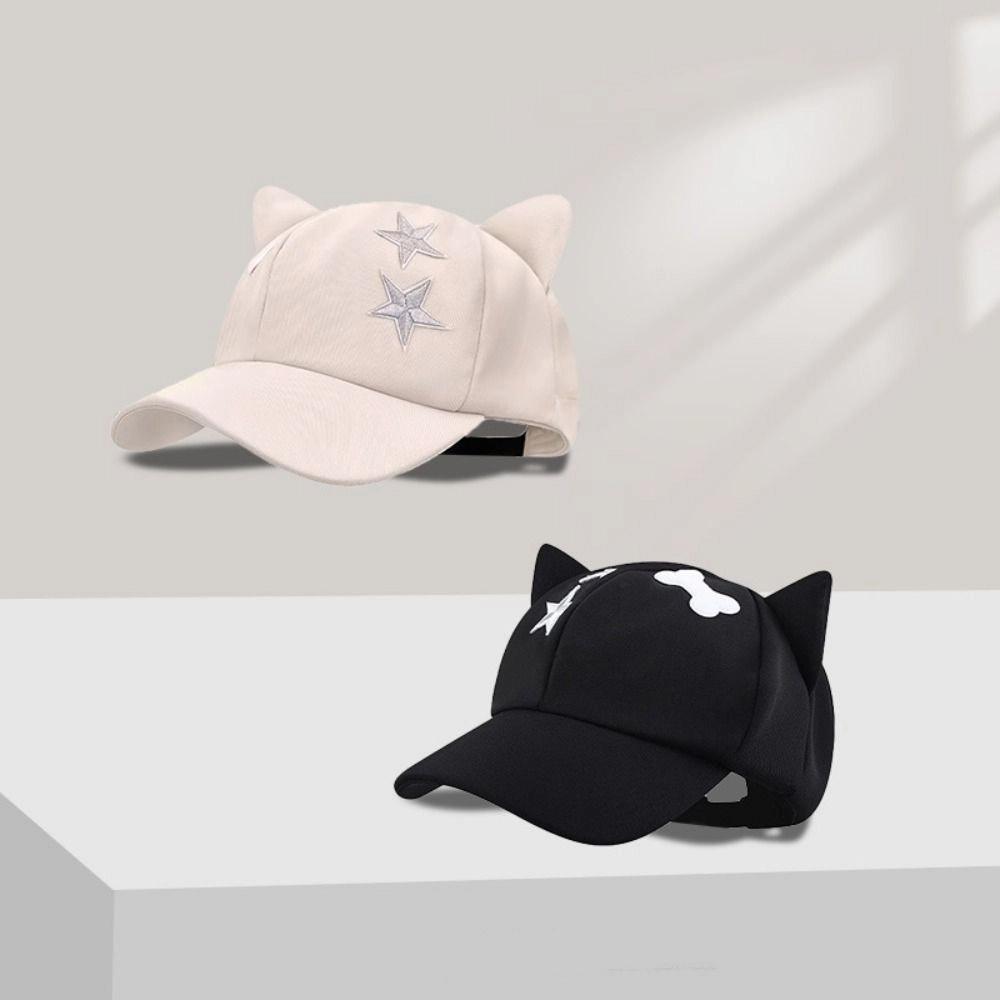 Harajuku Cat Ears Baseball Cap Cute Visor Cap Fashion Star Peaked Hat Outdoor