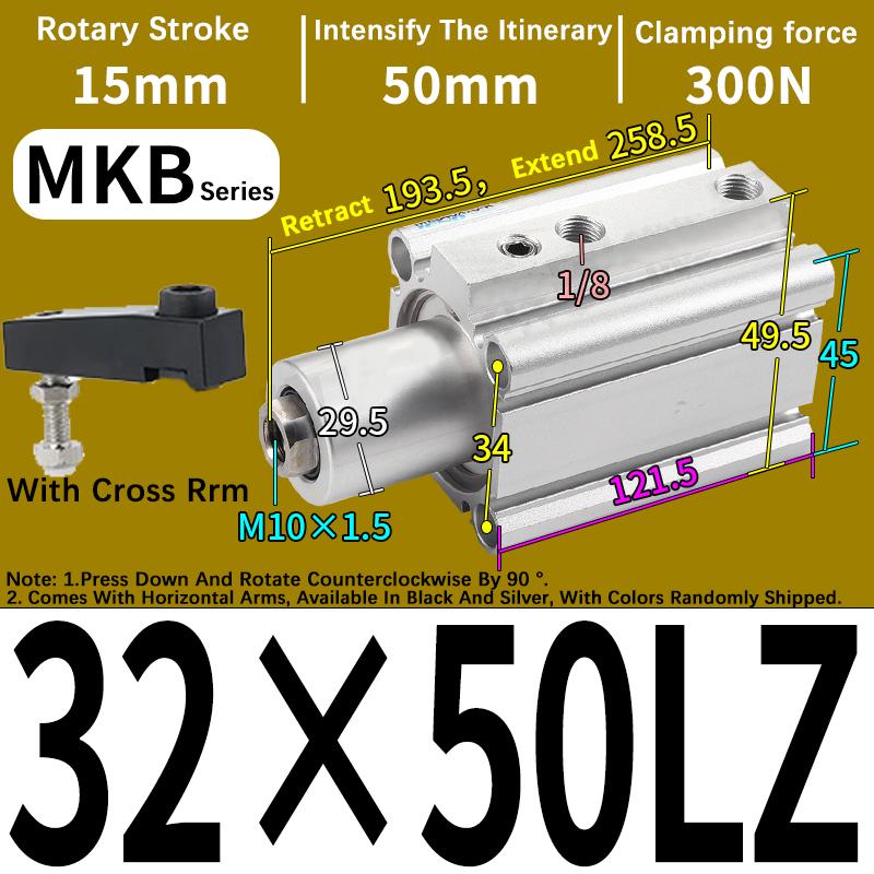 90 Degrees Angle Cylinder Clamping Bore 32mm 40mm Pneumatic Air Cylinders MKB25/32-10R/20L/30R Swings Back