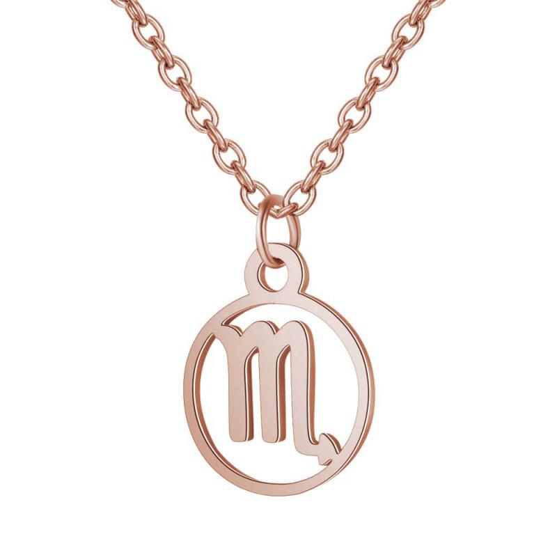 Stainless Steel Zodiac Pendant Necklace with Thin Chain