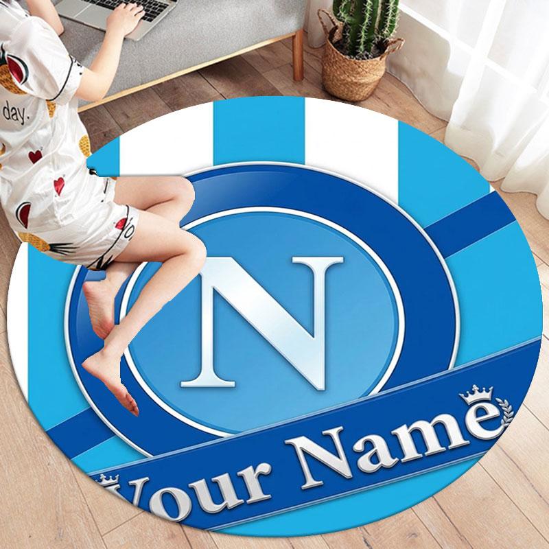 SSC Napoli Custom Name Round Area Rug,Carpet Rug for Living Room Bedroom Sofa Playroom Decor,Non-slip Floor Mat