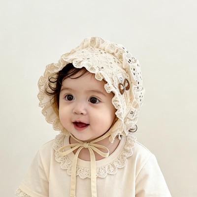 Cappellino da sole per bambina Primavera/Estate: Cappellino Leggero con Bordi in Pizzo e Ricami per Bambini Piccoli