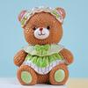Mini Cartoon Bear Figurine Tiny Resin Bear Figures with Dress Cute Cake Toppers for DIY Crafts Dollhouse Fairy Garden Micro Landscape Decor