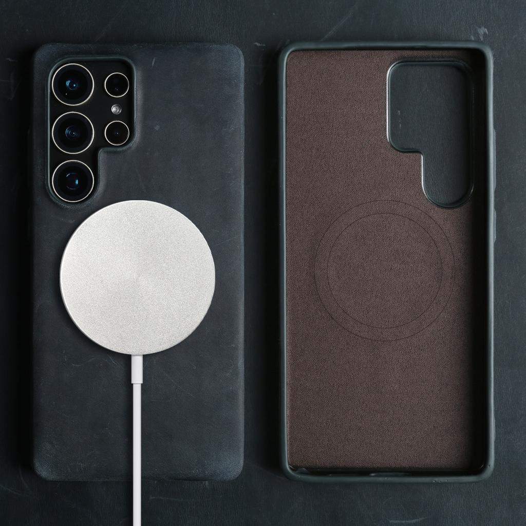 Wireless Charging Calfskin Cowhide Leather Case for Samsung Galaxy S26 Ultra S25 S24 Plus S22 S23FE Note20 Soft Shell Full Cover
