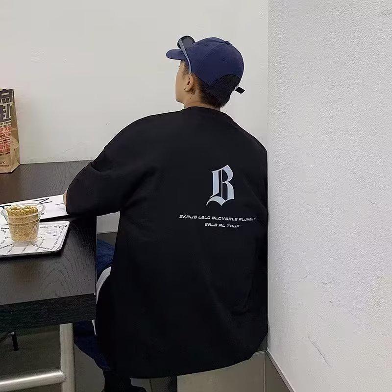 

Мужская летняя футболка из чистого хлопка с коротким рукавом свободного кроя – Модный белый повседневный топ XXL чёрный