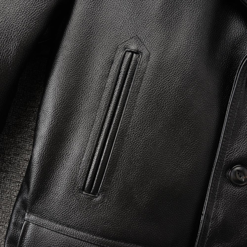 Casual Men Jacket Genuine Cow Leather Coat Black Real Cowhide Coat Slim Fit Spring Autumn