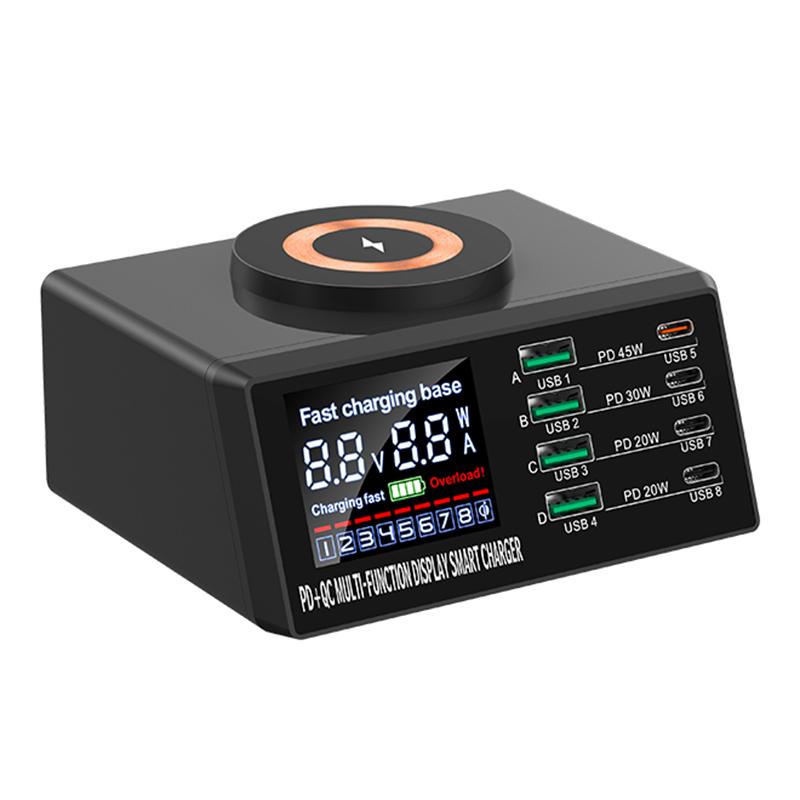 

BEST X9DM Multi-Function Magnetic Wireless Charging Stand Multiple Ports Smart Charging Station EU Plug