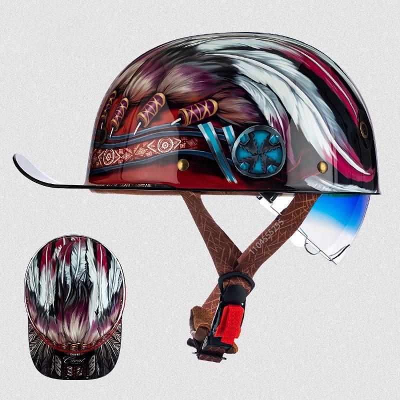 Motorcycle Helmet Baseball Cap Half Face Capacete De Moto Helmet with Sunglasses Motorbike Scooter Cycling Helmet DOT Approved