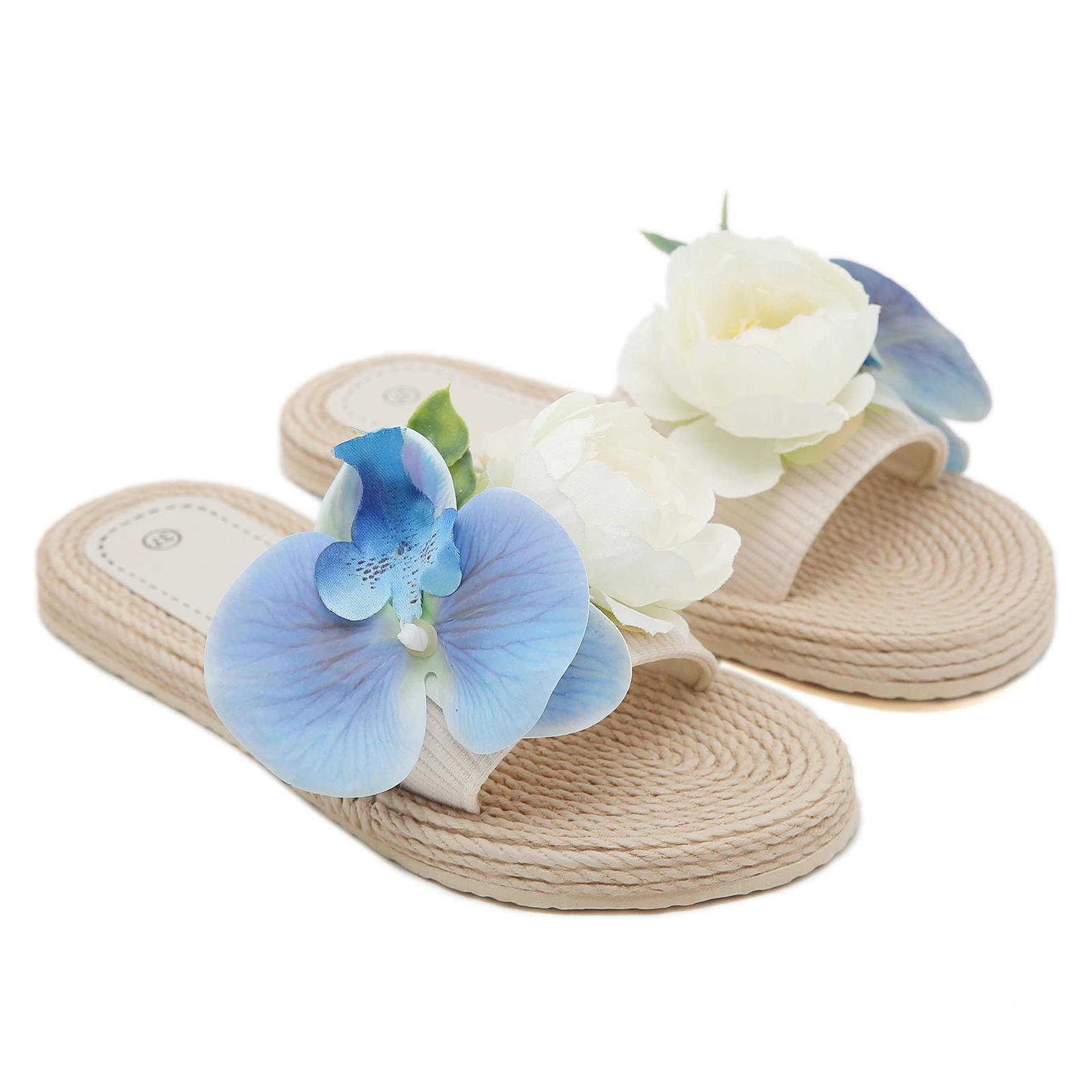 

Summer Women s Flower Comfortable Flat Bottom One Word Cool Slippers 36