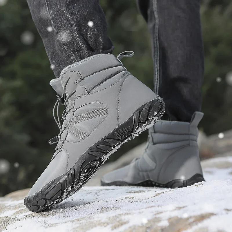 Winter Hiking Shoes Snow Boots Plush Cotton Shoes Outdoor Sneakers Men Women Ankle Boots Warm Winter Boots Mid-top