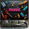Varied Musical Elements Digital Printing Polyester Wall Tapestry Suitable for Use In Living Rooms Bedrooms Offices Bars Party