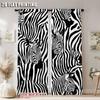 2Pc,  Window Curtains Black And White Stripe Blackout  Polyester Party Decorations Perfect For Holiday Parties