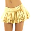 Women Low Rise Double Layered Ruffled Skirt Shiny Metallic Mini Skirt for Rave Party