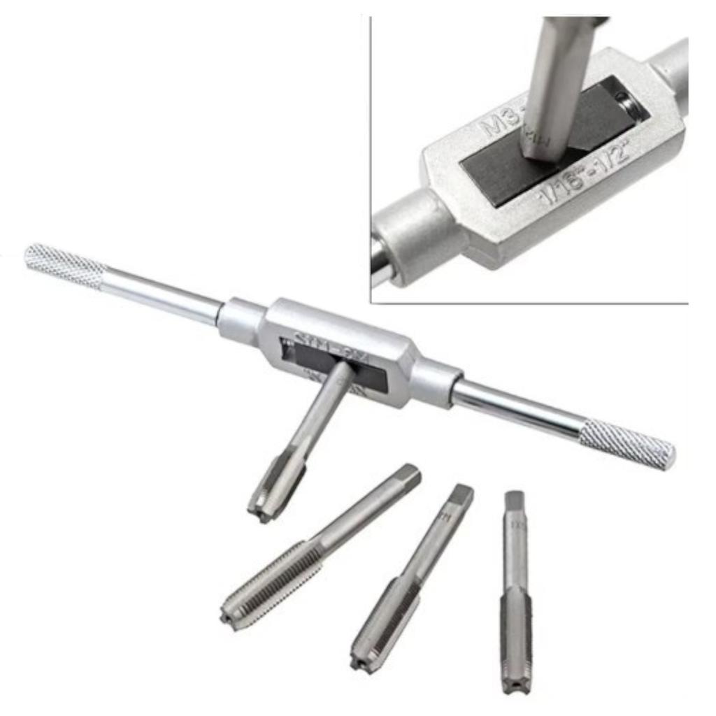 Zestaw Gwintowników Ręcznych M3-M12 + Pokrętło 8 Elementów Do Metalu