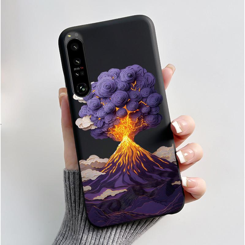 Cute Case For Sony Xperia 1 IV V II III Capa Coque Printing Shell Protective Cover Soft Silicone Cartoon Black Casing Fundas