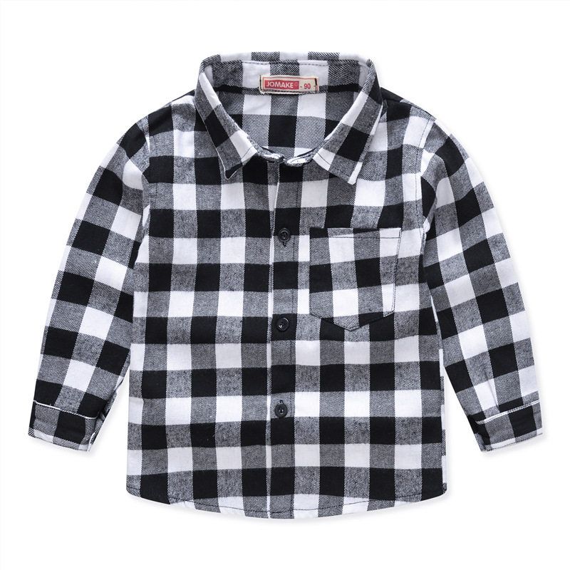 Spring and Autumn Boys and Girls Korean Cotton Plaid Shirt