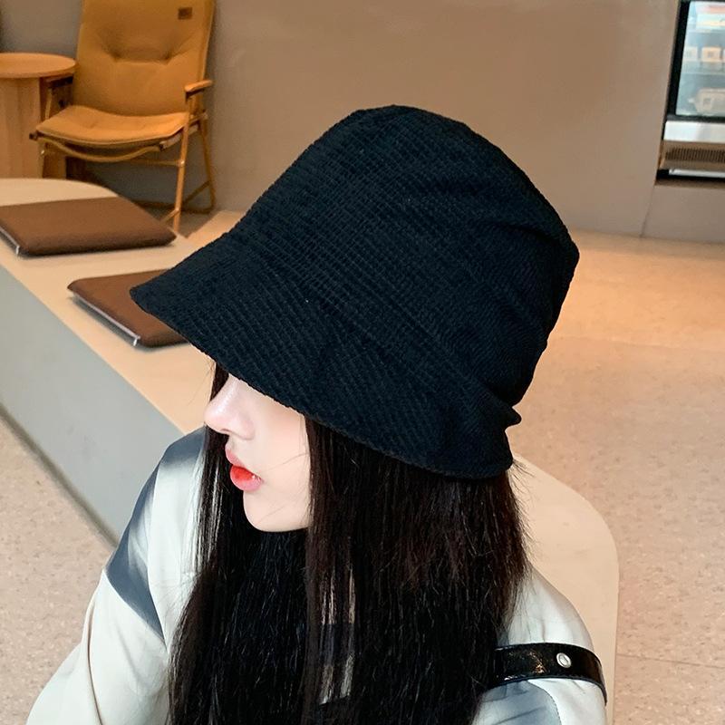 Autumn and winter new fashion knitted basin hat, solid color versatile bucket hat women's versatile bucket hat