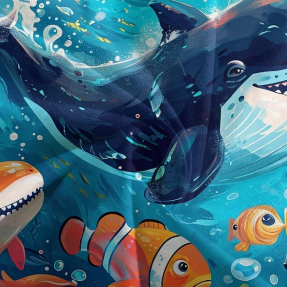 Cartoon Whale Bed Sheet Set, Microfiber Soft Duvet Cover, Zipper and Pillowcase, Children Adult Duvet Cover Gift