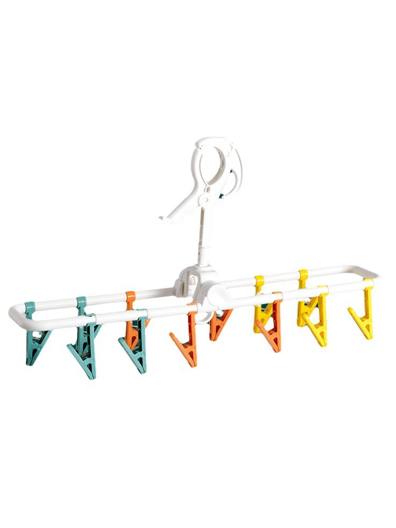 

Portable Household Hanger Sun Drying Clip Windproof Hanger with 12 Socks Clip Underwear Clip Travelling Available