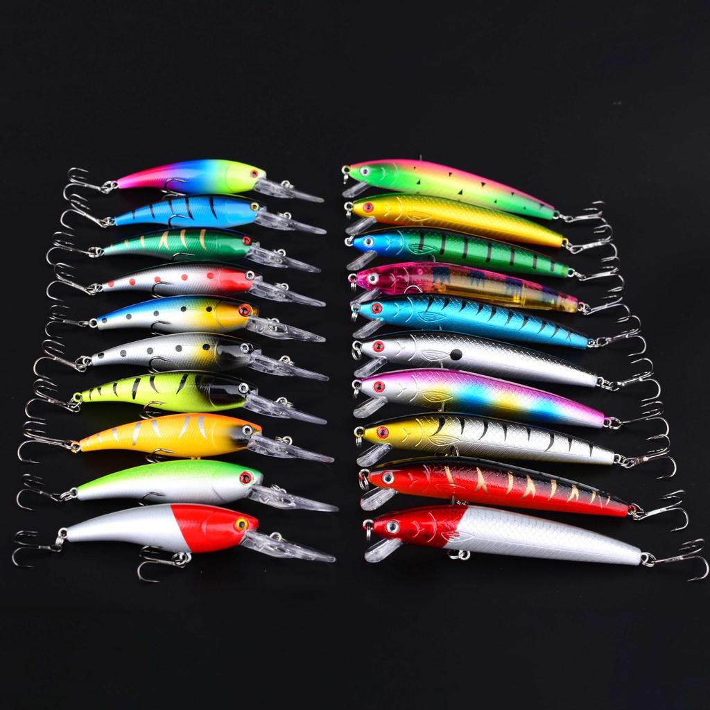 20-Piece Floating Minnow Lure Set: Plastic Hard Lures for Asp and Bass, All-Round Artificial Baits