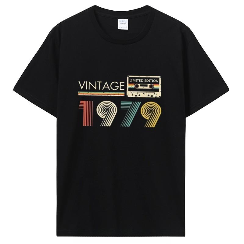 Vintage 1979 Limited Edition Birthday Print T Shirt Graphic T Shirt High Quality Mens and Womens Short Sleeved T Shirt Men Top