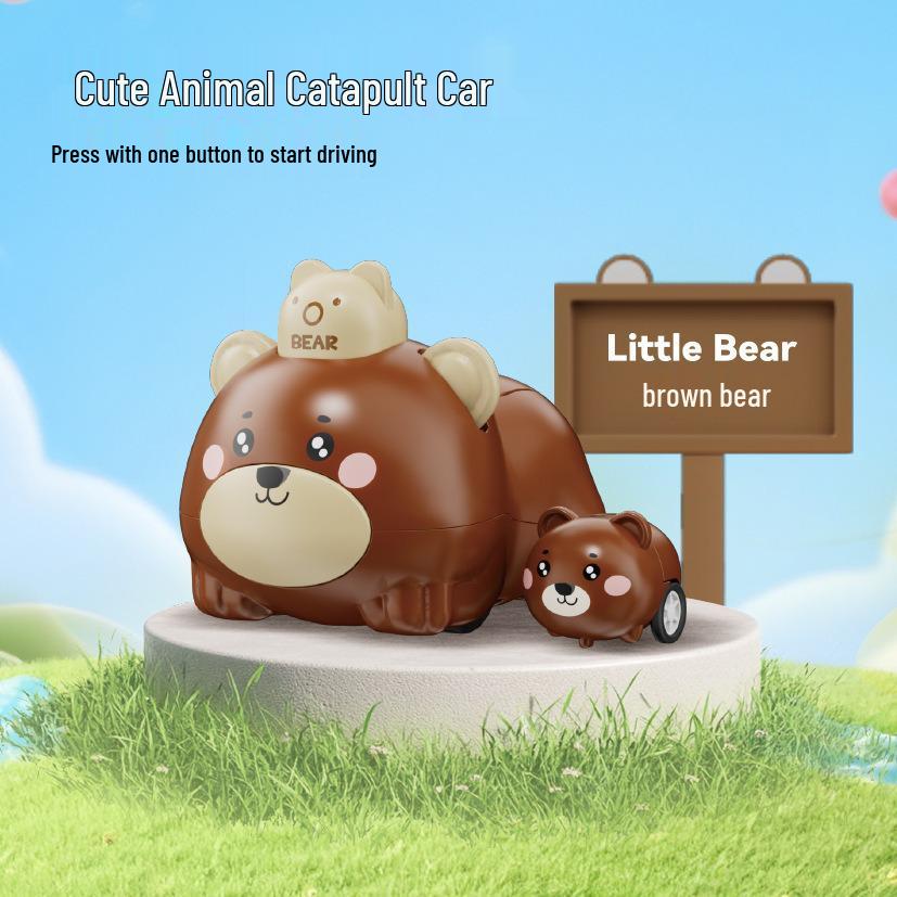 Cartoon Animal Pull-back Car Toy with Twist Egg Candy for Kids and Parents