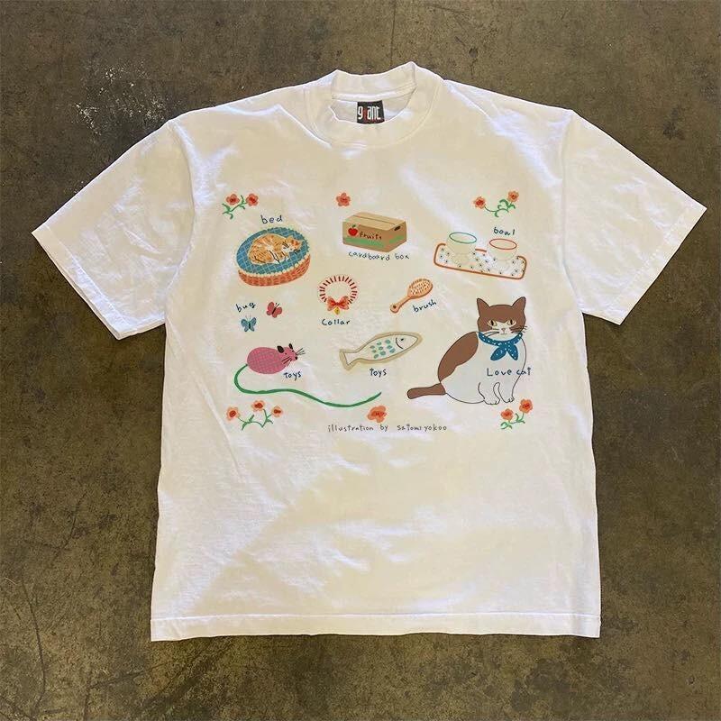 

Retro Vintage Cat Life Cat Lover Tee Unisex Short Sleeve Gift for Fan S5XL Unisex T-Shirt M