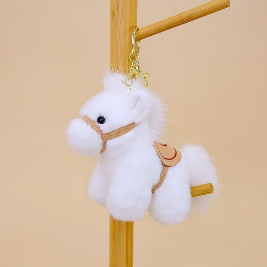 Realistic Pony Plush Keychain 2026 Year of The Horse Plush Keyring Cute Pony Doll Soft Stuffed Animal Birthday Gifts for Kids