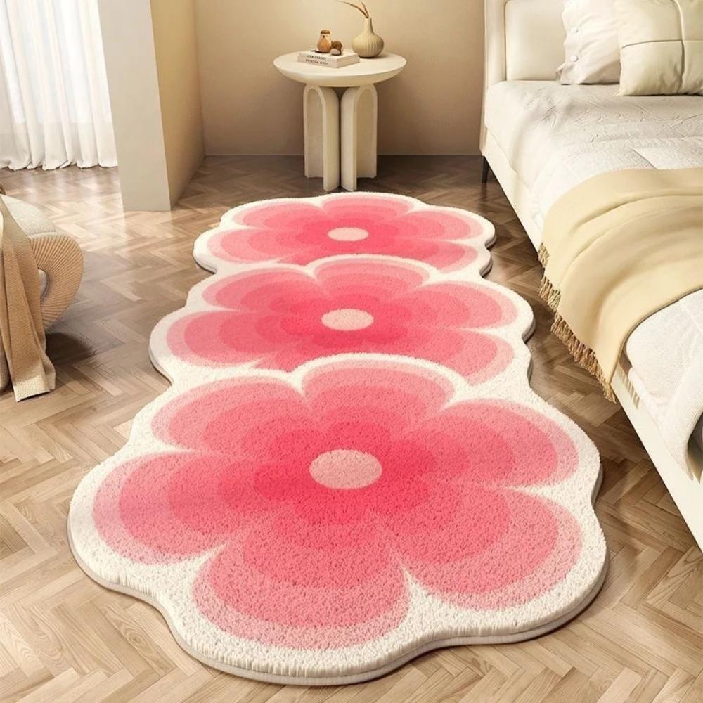 Rug Carpets for Living Room Bedroom Strip Flannel Bed Carpet Ins Flowers Fresh Bedroom Bay Window Dirt Resistant Cool Blanket