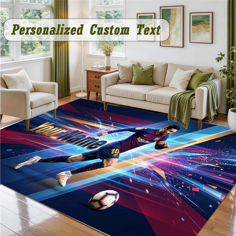 Crystal Velvet Square Rug Custom NameLionel Messi Pattern Non Slip Home Floor Decor Rug