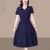 Fashion Summer Solid Color Short Sleeve Dress for Women Slim Fit Waist Cover Belly Elegant
