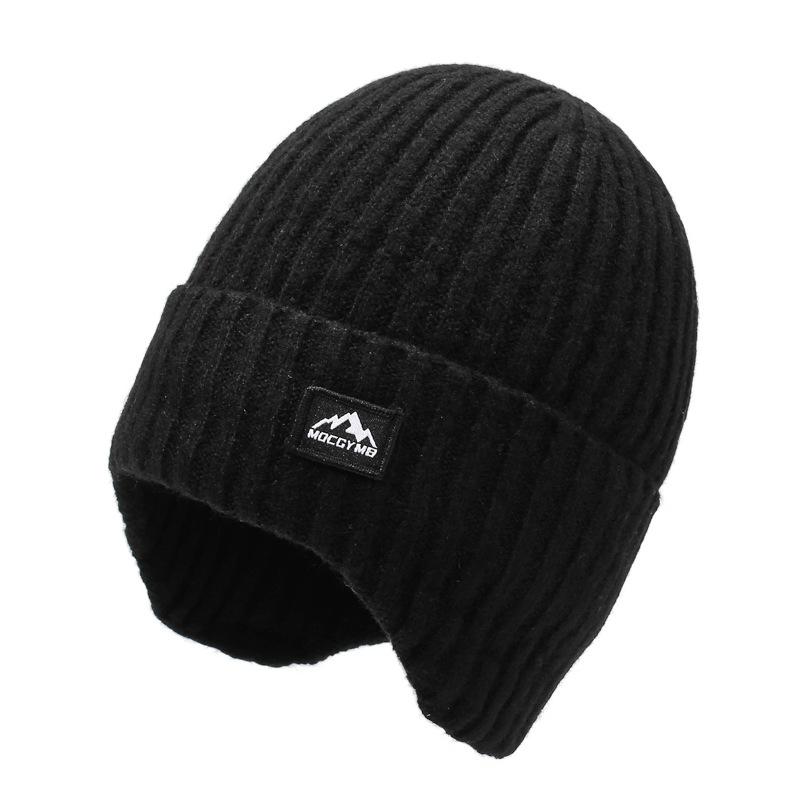 Men's Velvet Hat Warm Ear Protection Thick Wool Knitted Hat Outdoor Cold-Proof Pullover Hat