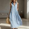 2026 European and American Summer New Dress Loose, Comfortable, Sleeveless Plaid Women's Wear