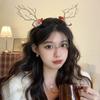 Christmas Deer Hair Clips for Women, Fairy Forest Elf Antler Headband, Fuzzy Pair Clips for Photos, Xmas Gift Accessories