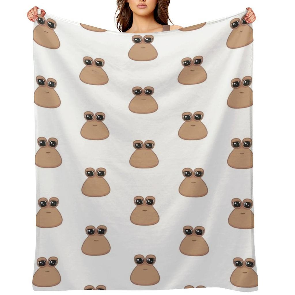 Sad Cute Little Cursed Pou Throw Blanket Thins Picnic Shaggy Designers Blankets