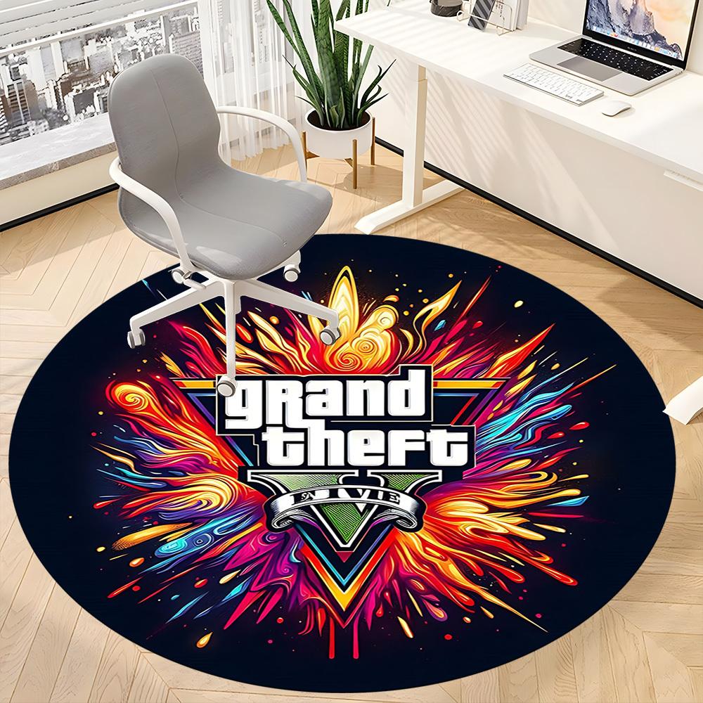 GTA V Office Round Area Rug,  Under Office Chairs Bedroom Living Room Home Decor a0908146