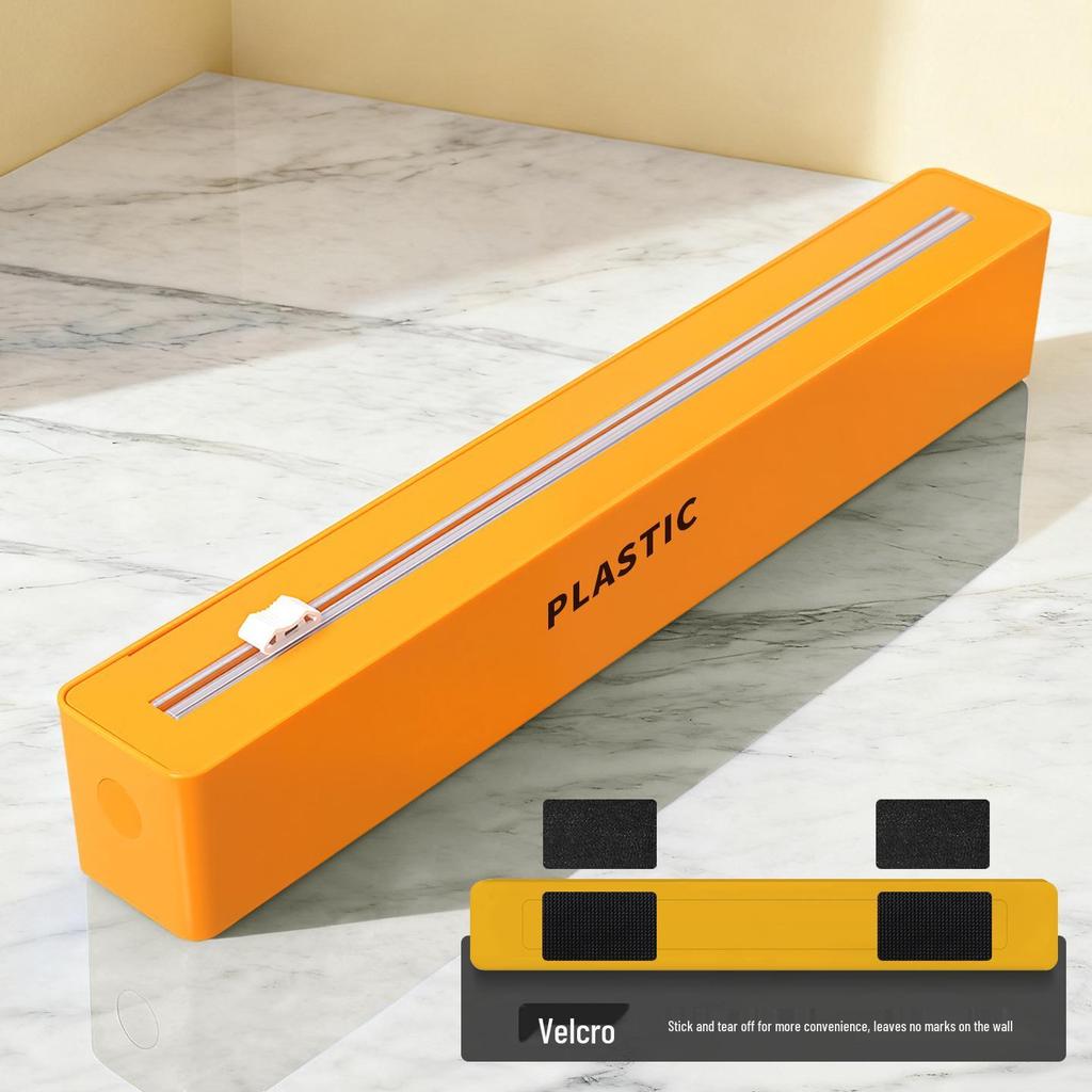 Wall-Mounted Magnetic Cling Film Cutter with Suction Cup & Two-Way Sliding Blade for Foil and Baking Paper