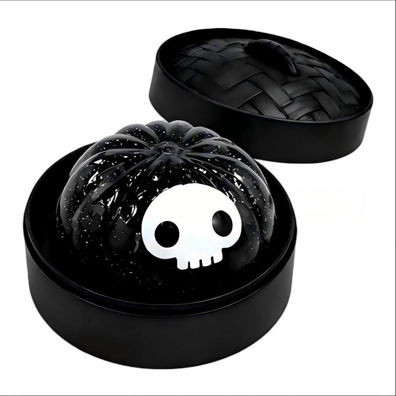 Lebensmittelechte Silikon-Totenkopf-Eiskugelform mit einfacher Entformung und Aufbewahrungsbox für Halloween, Hausbars, Cocktails