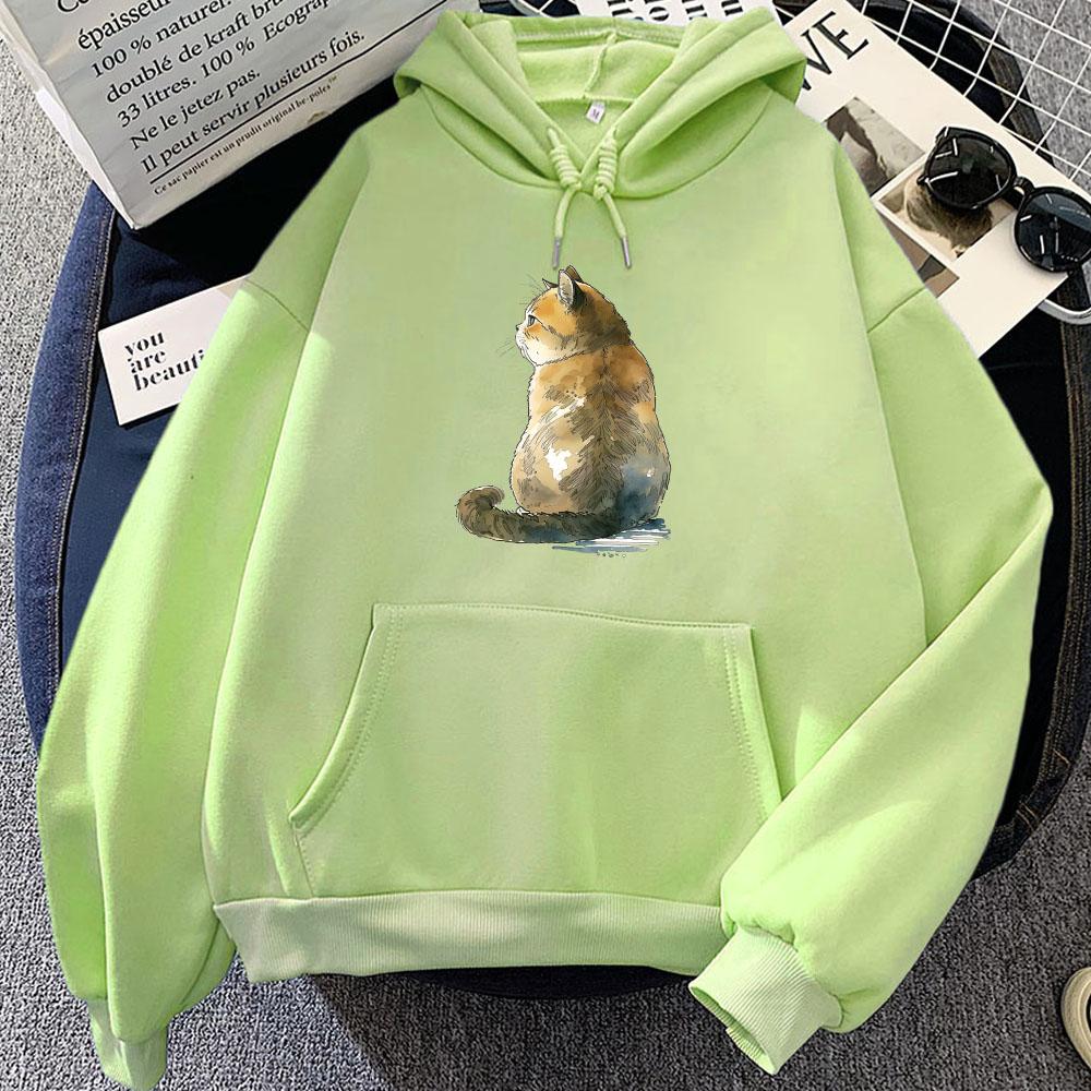 Japanese Ukiyoe Cat Printing Hoodies Winter Long Sleeve Cartoon Printing Sweatshirts Casual Women/Men Hooded Pullovers Clothing