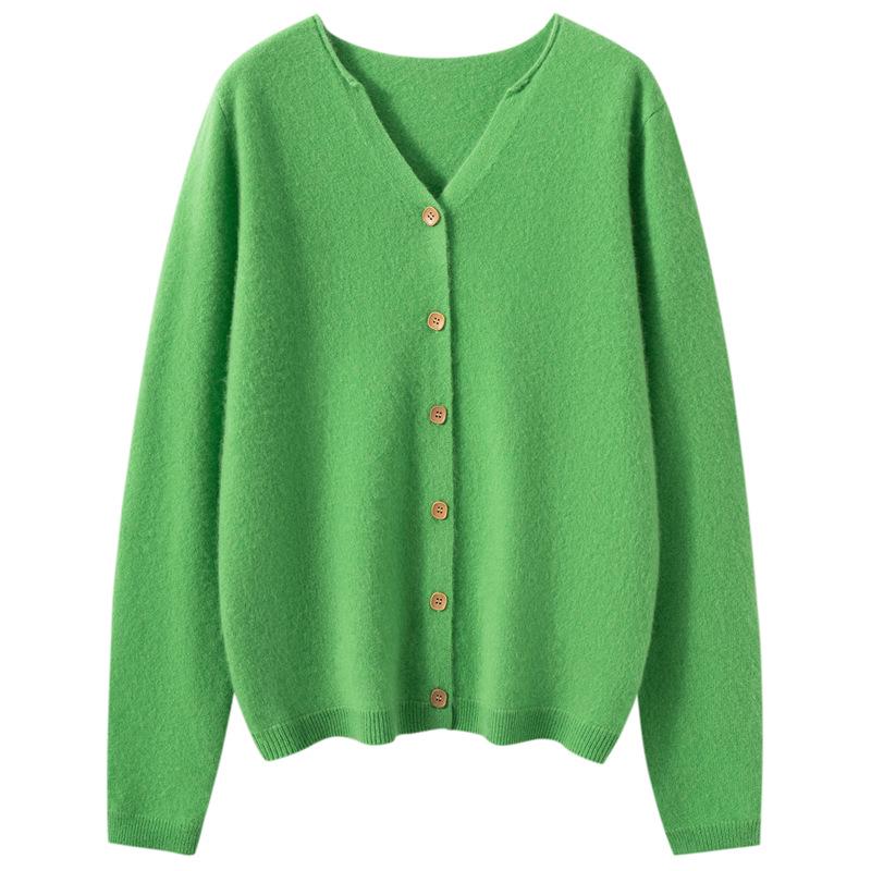Chic Candy Color Women's Cashmere Cardigan - Slimming Long Sleeve Autumn/Winter Top