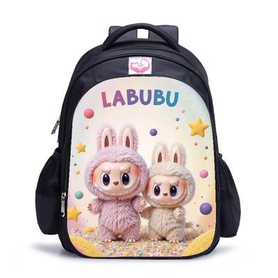 Labubu trendige Kindergartenschultasche schwarz Rucksack für Damen und Herren Cartoon Schülerrucksack 5529 KTB