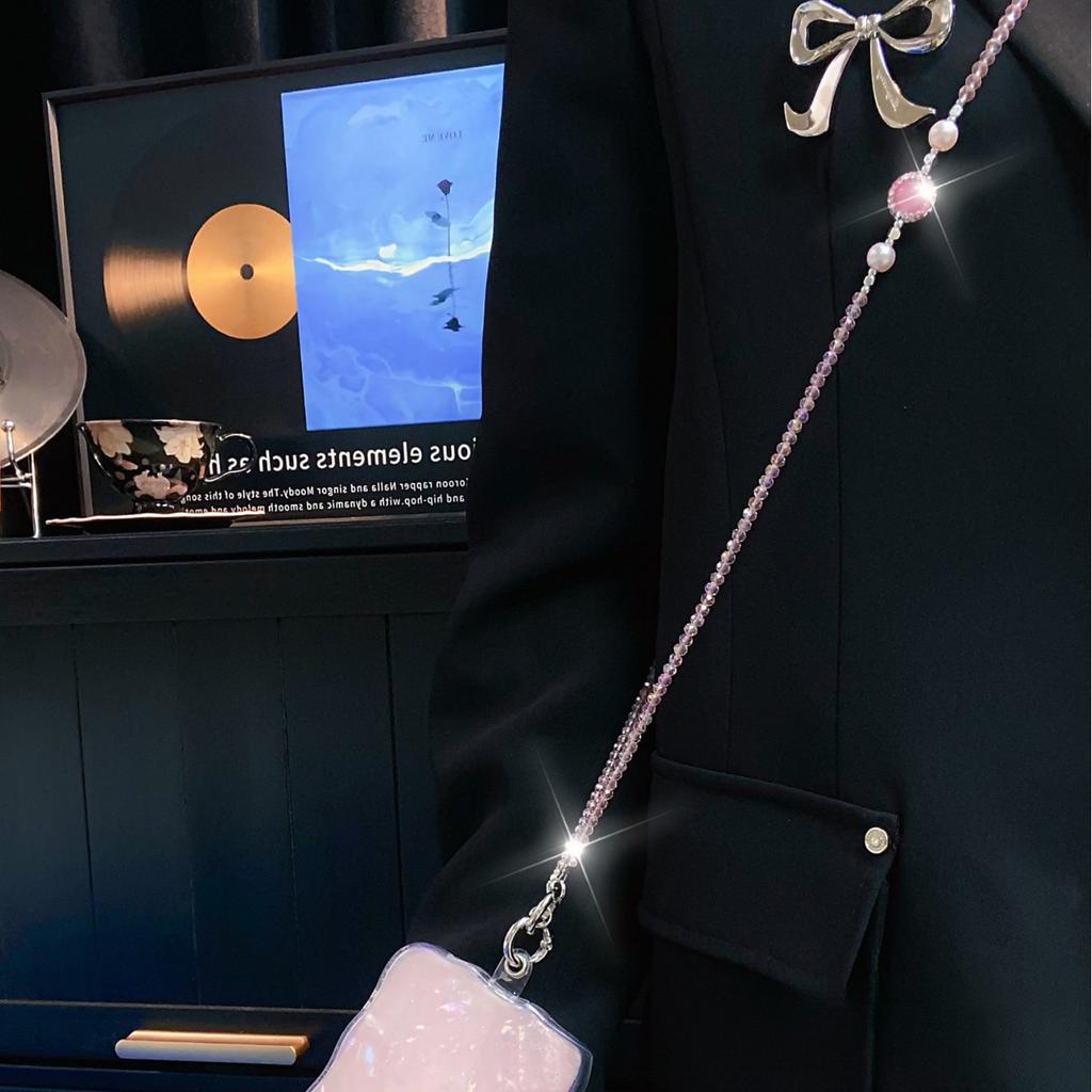 Crossbody Handykette Strass Zirkon Perlen Lange Hängekette Crossbody Tasche Handyhülle Lanyard Ins Kristall