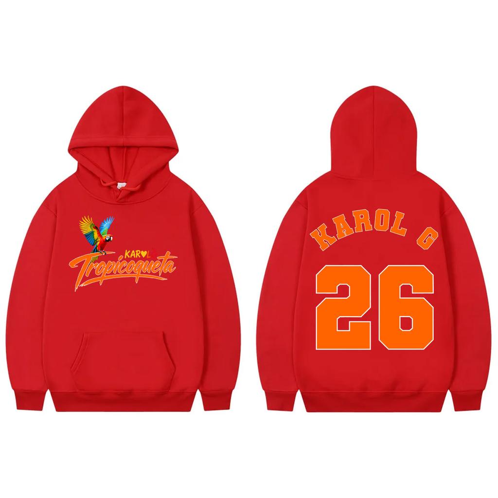 Singer Karol G Tropicoqueta Tour 2026 Print Hoodies Fashion Y2k Oversized Hooded Sweatshirts Unisex Casual Fleece Pullovers