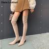 Fashion Women Over the Knee High Boots Black Khaki Shoes Ladies Sexy Slim Leg Elastic Thigh Boots Kid Suede Dress Botas mujer Size 33-43