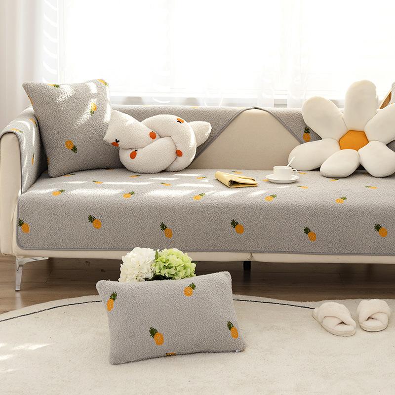 Lambswool Sofa Cushion Four Seasons Fabric Non-Slip Seat Cushions All-Inclusive Sofa Cover Cover Cloth Living Room Thickening
