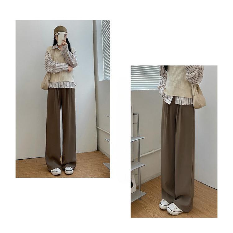 High-End Feel Grey Suit Pants with Slimming Effect for Women Spring Summer Casual Petite Height Slim Skinny Wide Leg Pants
