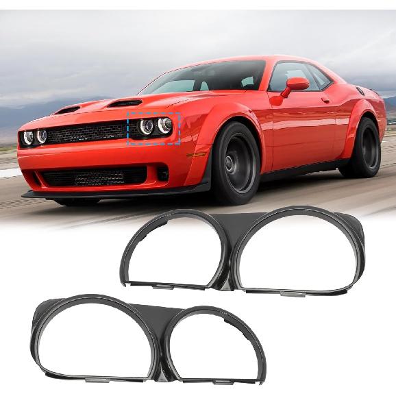 Headlight Lamp Bezel Trim Fits for 2015-2021 Challenger 68259052AB, 68259053AB, CH2511101, CH2510101 Left and Right Side