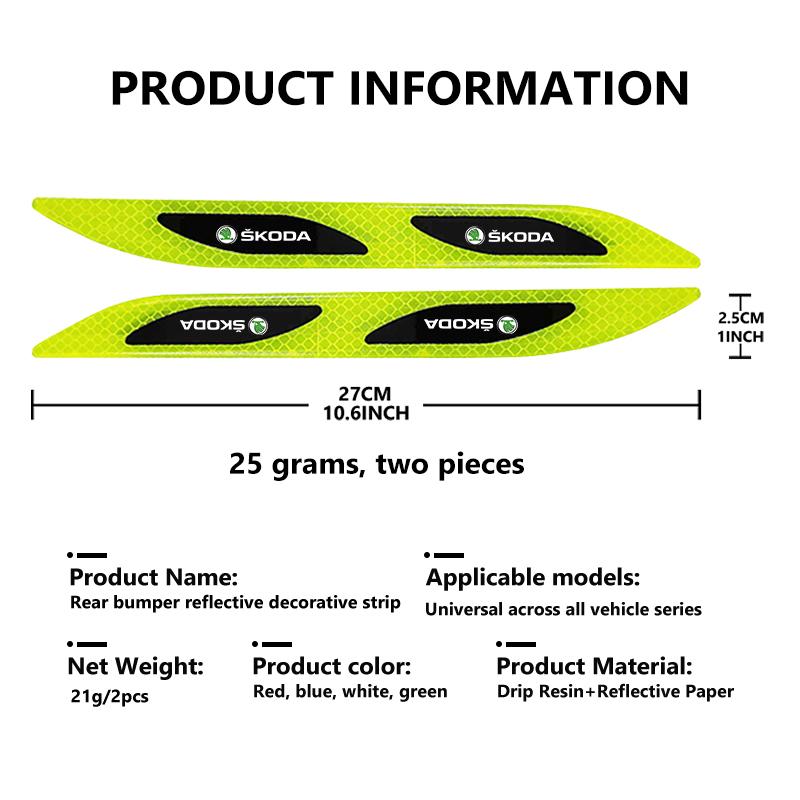 For Skoda Car Styling Trunk Bumper Warning Safety Sticker Reflective Strip Kamiq Karoq Octavia 2 3 Rapid Scala Kami Fabia VII  CX3