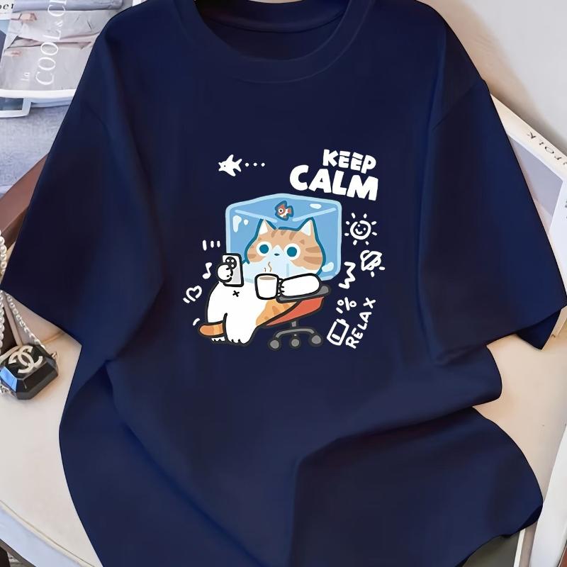 

Cat In Fish Tank T-Shirt,Lightweight T-Shirt Breathable Cool, Comfortable Wear XXL белый