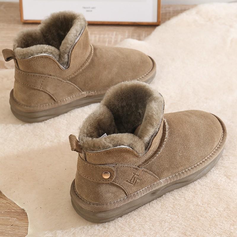 Thick-soled Snow Boots New Winter Fur Integrated Fleece Short Tube Low-top Non-slip Warm Cotton Shoes