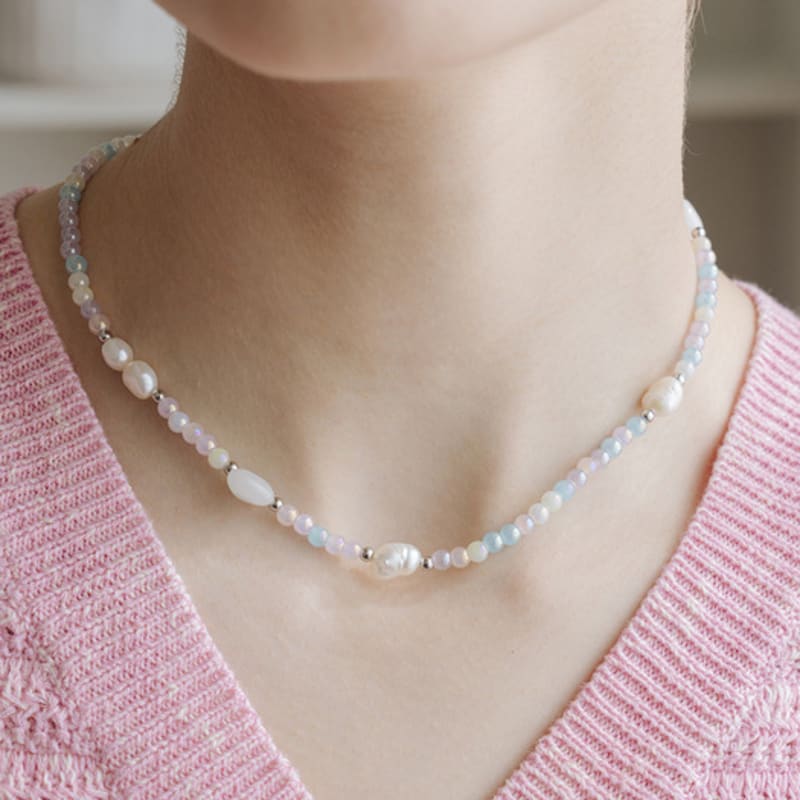 

SCALETTO WIL215 Aurora Color Beads Necklace silver